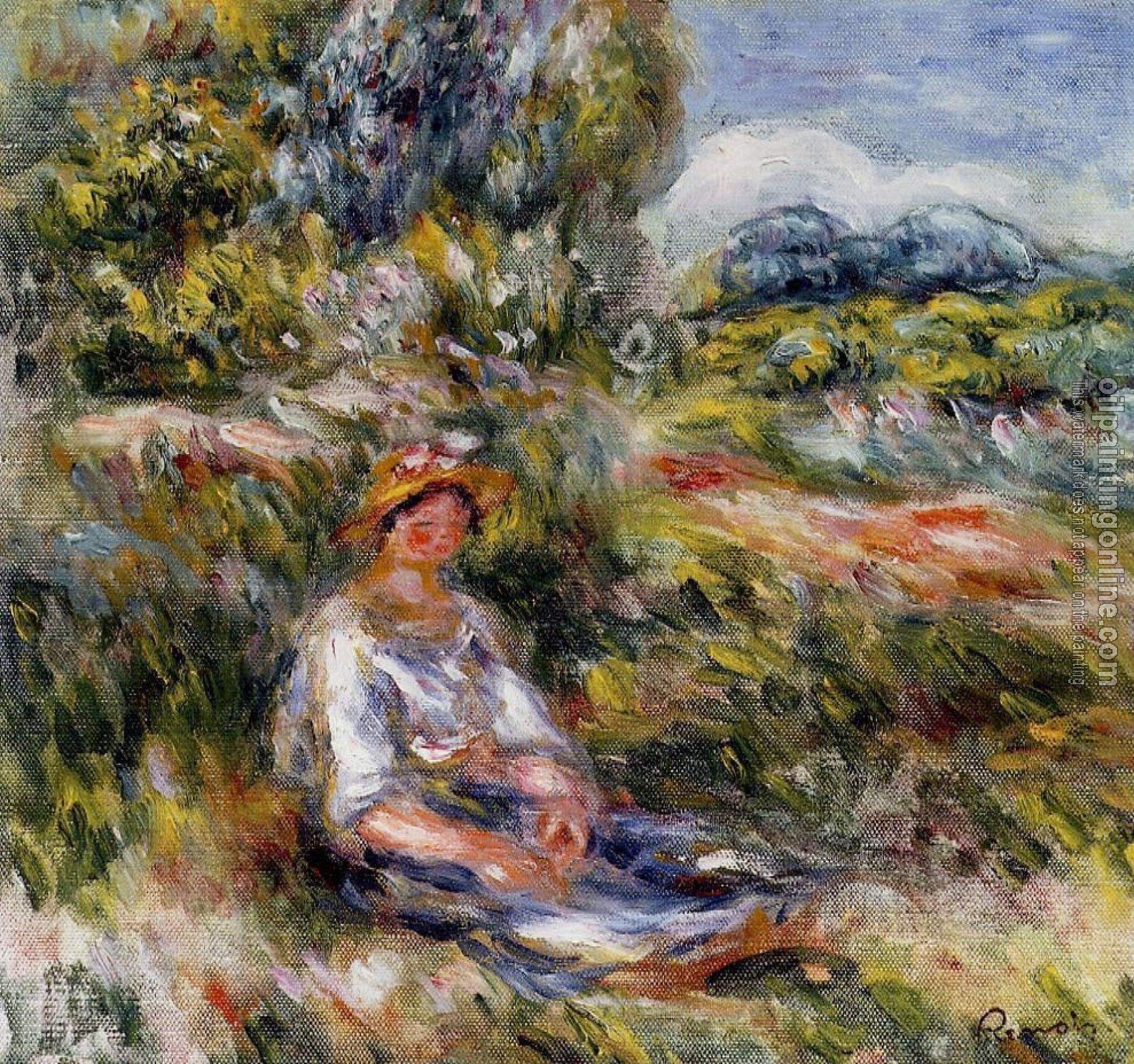 Renoir, Pierre Auguste - Young Girl Seated in a Meadow